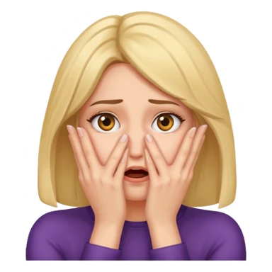 Scared woman with hands covering face but peeking through  sticker