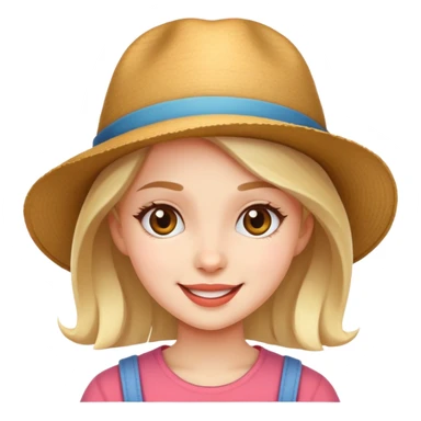 girl with a hat, cheerful expression sticker