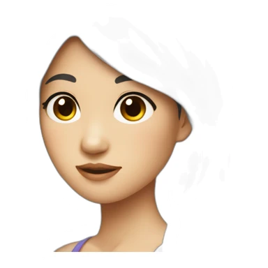 Asian girl dark hair and parrot  sticker