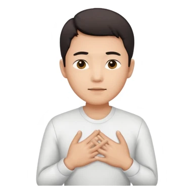 first asian man put his hands on his chest where his heart is, to showw howw he feeel sticker