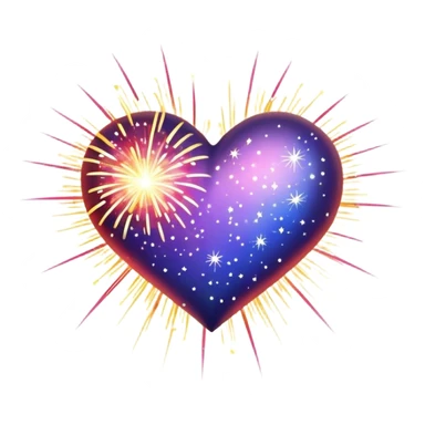 a heart with firework sparkles sticker