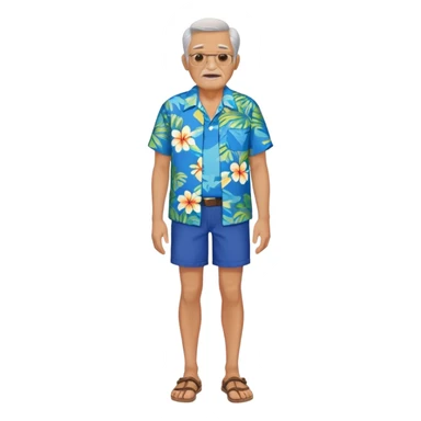 old man in blue  hawaiian shirt blue short full body sticker