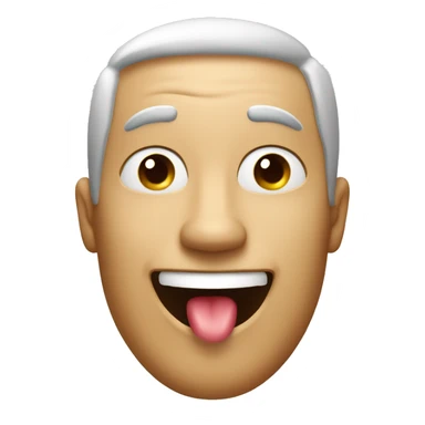 a smiling man with his tongue out looking happy and thirsty sticker