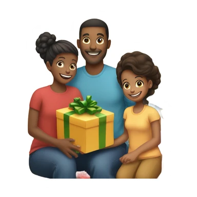 Family around christmas tree sticker