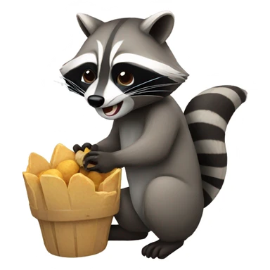 A raccoon eating sticker