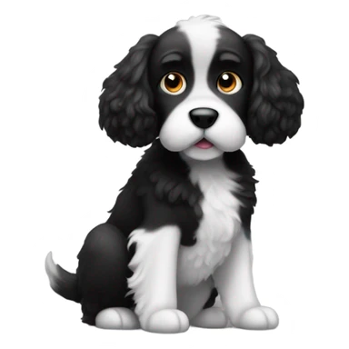 fuzzy black and white dog floppy ears and underbite sticker