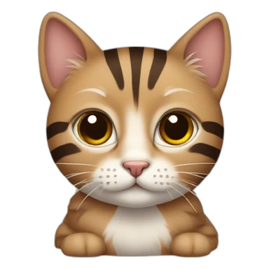 a sitting cute cat with brown stripes sticker