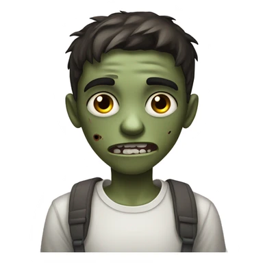 boy zombie teen with scared expression and dark brown hair and white slim shirt sticker