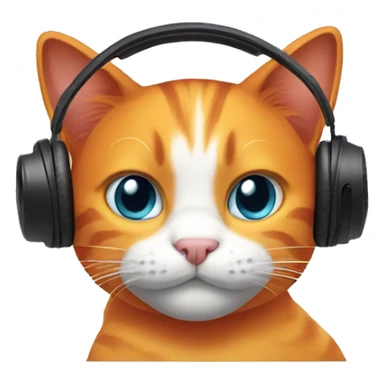 orange cat with gaming headphones sticker