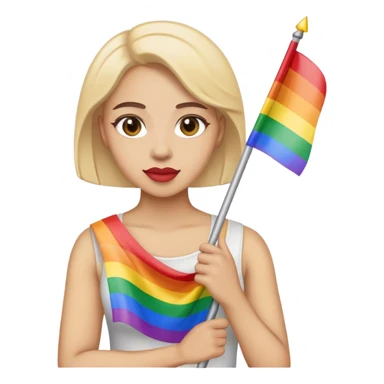 woman with lgbt flag sticker