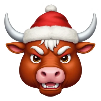 angry powerful with red New Year's hat with white horns bull emoji sticker