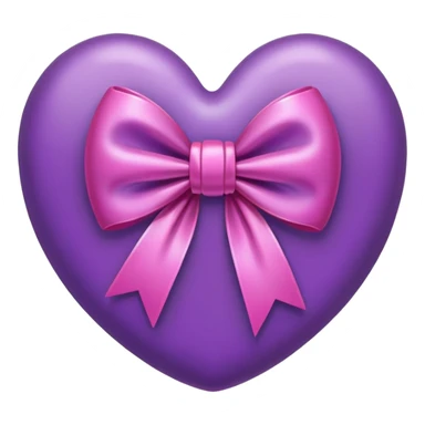 Purple heart with pink bow sticker