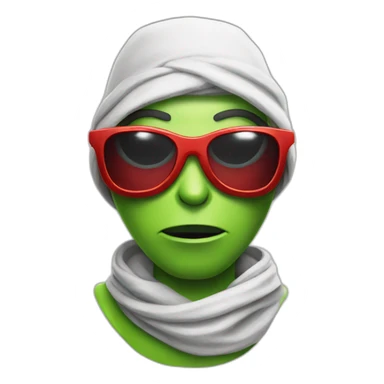 Alien gangster with bandana,scarf and red shiny glasses glasses sticker