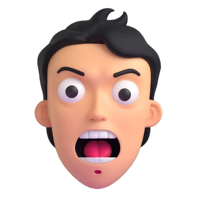 shocked face with exaggerated expression, 'what the freak' reaction sticker