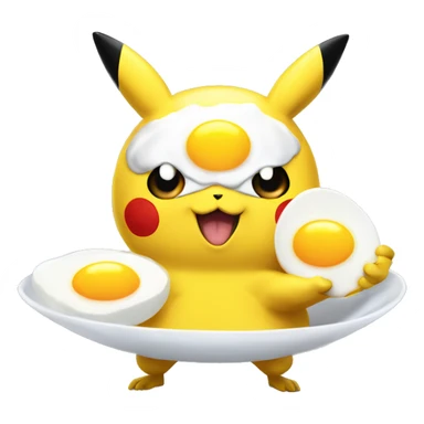 Pikachu serving sunny side up eggs to bodybuilder sticker