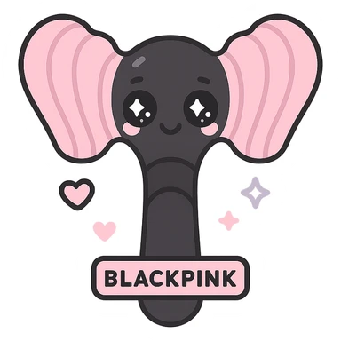 kawaii style magical gothic object inspired by BLACKPINK, cute face, black and pink colors, sparkling eyes, heart and star accents, playful and glamorous sticker