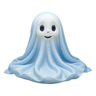An adorable, peacefully floating sheet-like ghost in gentle pastel whites and blues, its soft, rounded form loosely draped, head resting with closed, serene sparkling eyes and a tiny, contented smile, simplified yet irresistibly charming, highly detailed, with a soft glowing outline that captures the essence of a sleepy, endearing spirit wrapped in cozy slumber! sticker