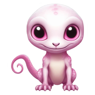 White, Shiny, Chibi, White, Pink eyes, Anthro-Sona-Lizard-Alien-Fakémon, Full Body sticker