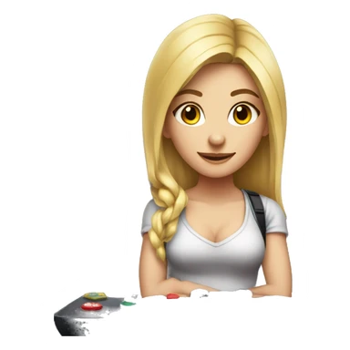 Blonde girl at gaming setup sticker