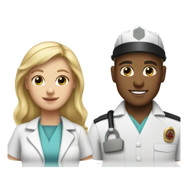 blonde haired nurse and blonde haired fireman sticker