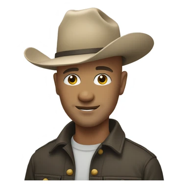 bald man by the water wearing cowboy hat  sticker