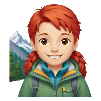 smiled children's mountain clothes whit red hair sticker