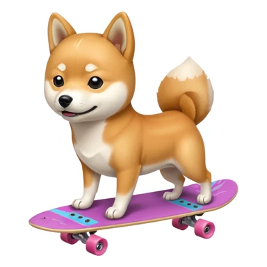 shiba inu dog with skateboa sticker