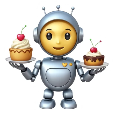 The cute robot and dessert, 3d emoji sticker