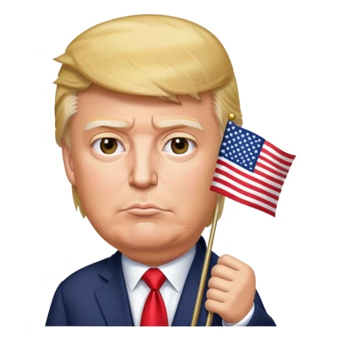 Donald Trump holding USA flag sticker