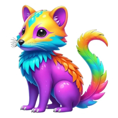 Colorful neon-colored tropical exotic shiny beautiful fantasy-Cacomistle-oncilla-animal-hybrid (full body) sticker