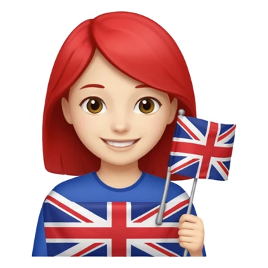 A girl from prestigios school holding British flag sticker