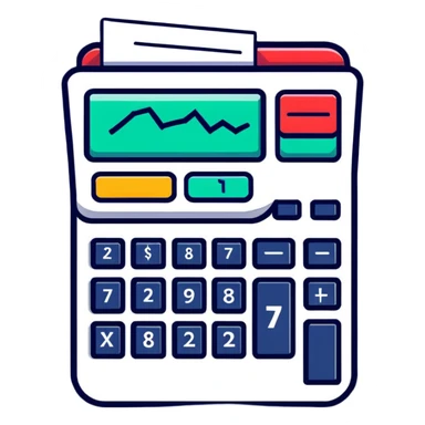 calculator with price tags and trending charts sticker