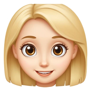 cute girl face with big eyes, smiling sticker