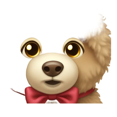 beige fluffy cute teddy bear with brown bow🧸 sticker