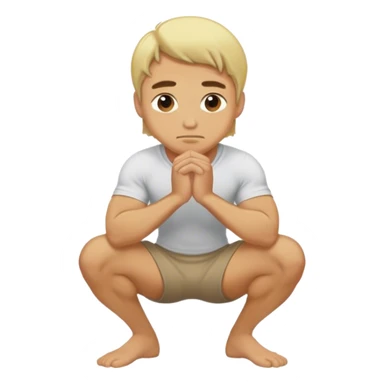 Blonde man squatting  sticker