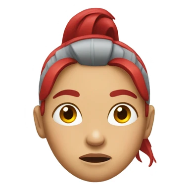 Woman with red ponytail looking at the camera in disgust sticker