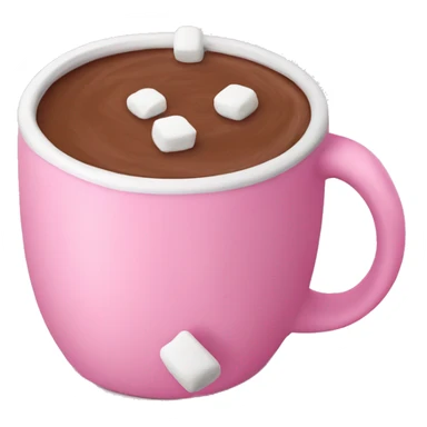 pink mug of hot chocolate with marshmallows  sticker