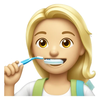Blonde Girl brushing teeth  sticker