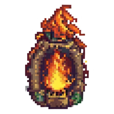 fire, pixel art, retro style sticker