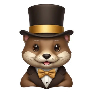 Otter wearing top hat sticker