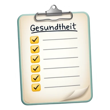 Checklist with the work "Gesundheit" on the top sticker