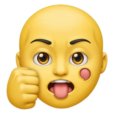 Emoji face with squinty eyes and fist in front of mouth sticker