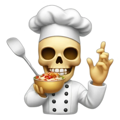skull chef blowing a kiss heart sticker