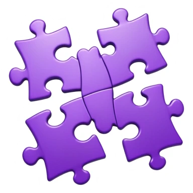 Create an icon of a puzzle for "Featured Projects" on a dark background #22223B. Show exactly 4 puzzle pieces connected together, with the 4th piece slightly separated and in the process of being placed. The puzzle pieces should be shades of purple that harmonize with the background sticker