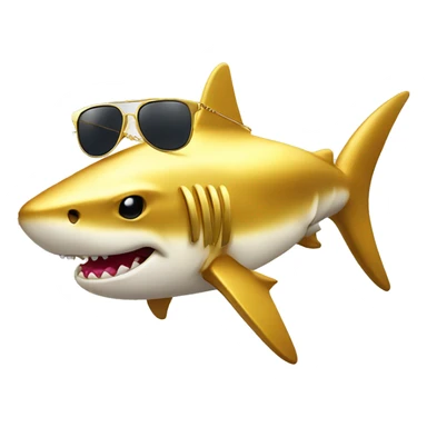 golden shark with chain and sunglasse sticker