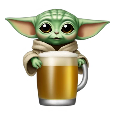 Baby yoda drink beer sticker