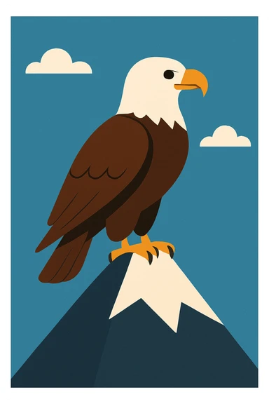Flat design style eagle in the peak sticker