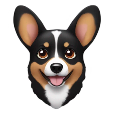 black corgi face with hearts in eyes sticker