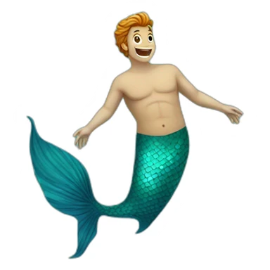 merman swimming in the blue water\ sticker