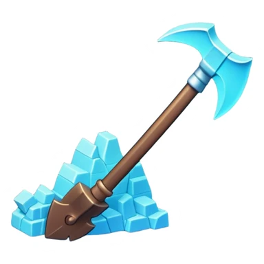 Clash of Clans aesthetic: Cinematic Playful Pixel 3D isometric Pickaxe Emoji, rendered in a 3D vector-style similar to standard emojis with minimal shading and bold, simplified shapes. A compact, distinct form with signature details, softly glowing with a pixelated adventure charm. Simplified yet unmistakably iconic, highly detailed and consistent, glowing with a soft radiance and high shine. Stylized with a touch of classic pixel-art charm and a soft glowing outline, capturing the essence of a beloved gaming relic with a friendly, playful manner! sticker